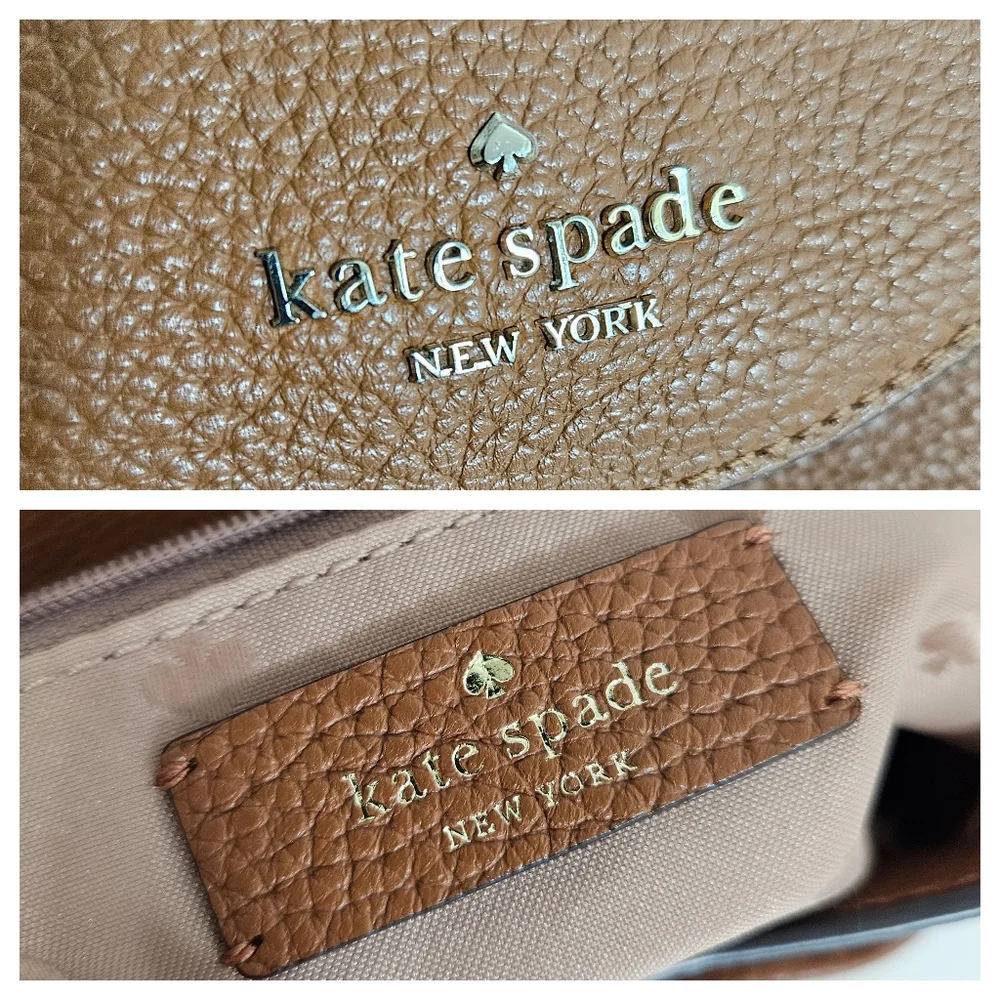 Kate Spade Backpack OS Leila Medium Flap Pebbled Leather Warm Gingerbread Brown